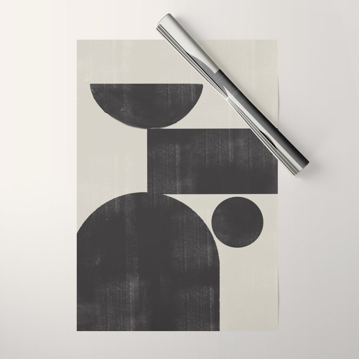Abstract Black and Beige Geometric No. 1 Wrapping Paper Gallery Image 1