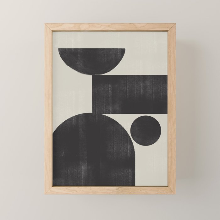 Abstract Black and Beige Geometric No. 1 Mini Art Print Gallery Image 1