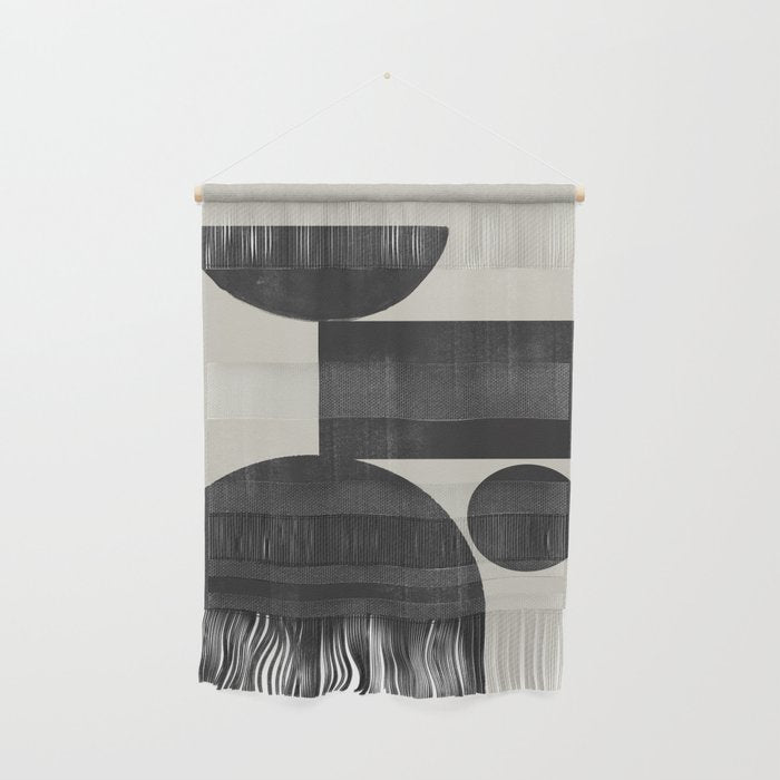 Abstract Black and Beige Geometric No. 1 Wall Hanging Gallery Image 1