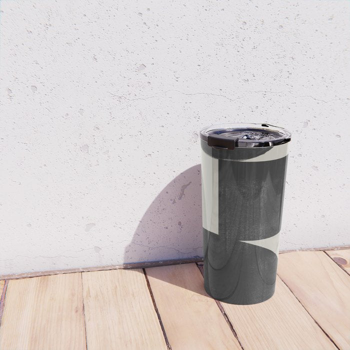 Abstract Black and Beige Geometric No. 1 Travel Mug Gallery Image 4
