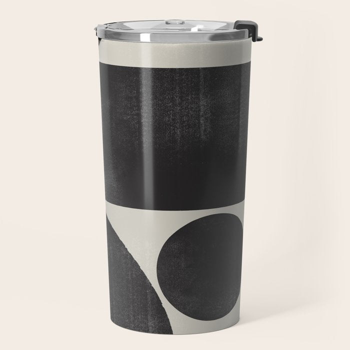 Abstract Black and Beige Geometric No. 1 Travel Mug Gallery Image 2