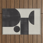 Abstract Black and Beige Geometric No. 1 Outdoor Rug Gallery Image 1