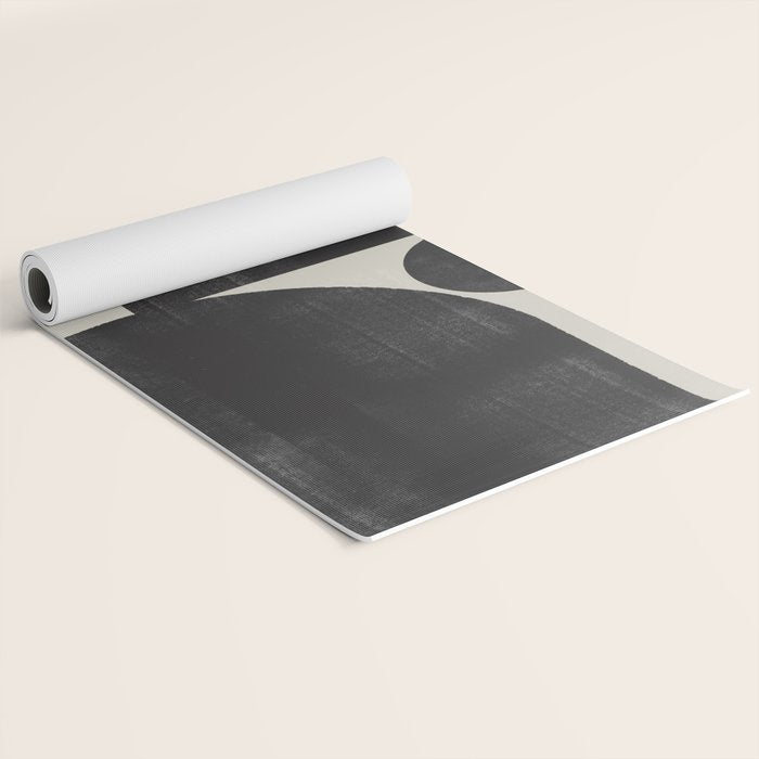 Abstract Black and Beige Geometric No. 1 Yoga Mat Gallery Image 2