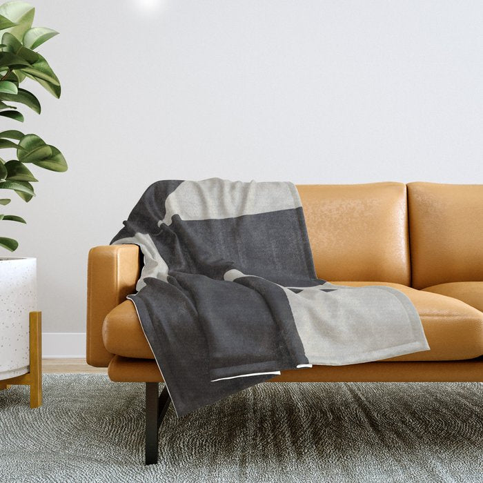Abstract Black and Beige Geometric No. 1 Throw Blanket Gallery Image 1