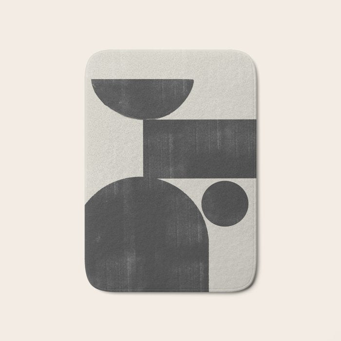 Abstract Black and Beige Geometric No. 1 Bath Mat Gallery Image 1