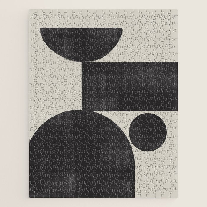 Abstract Black and Beige Geometric No. 1 Jigsaw Puzzle Gallery Image 1