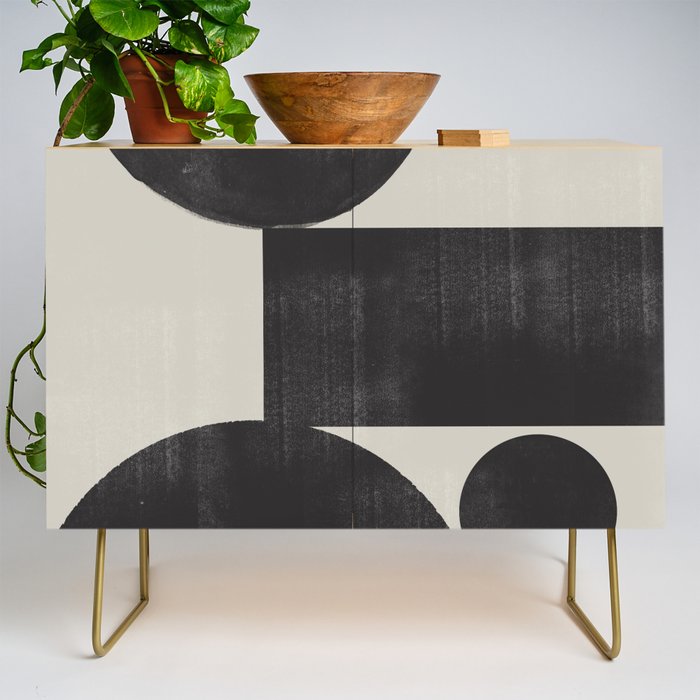 Abstract Black and Beige Geometric No. 1 Credenza Gallery Image 1