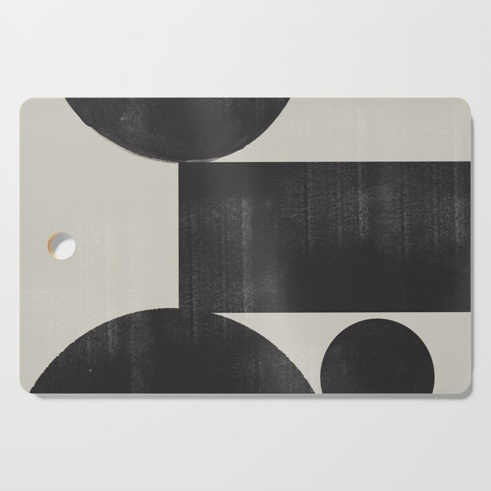 Abstract Black and Beige Geometric No. 1 Cutting Board Gallery Image 1