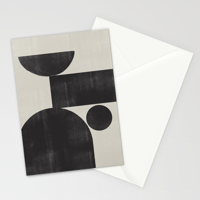 Abstract Black and Beige Geometric No. 1 Stationery Card Gallery Image 2