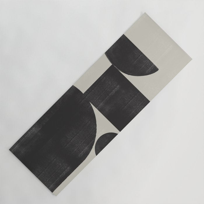 Abstract Black and Beige Geometric No. 1 Yoga Mat Gallery Image 1
