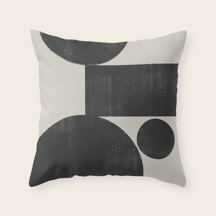 Abstract Black and Beige Geometric No. 1 Throw Pillow Gallery Image 6