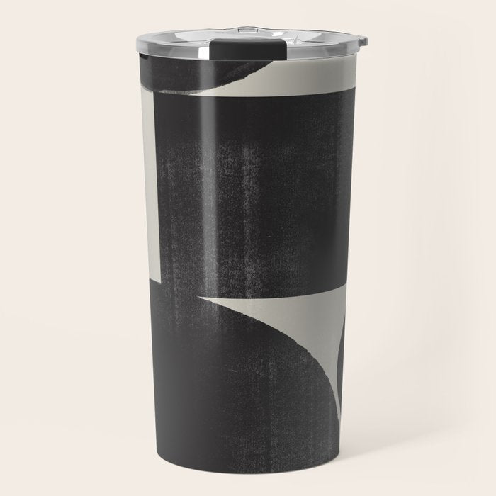 Abstract Black and Beige Geometric No. 1 Travel Mug Gallery Image 1