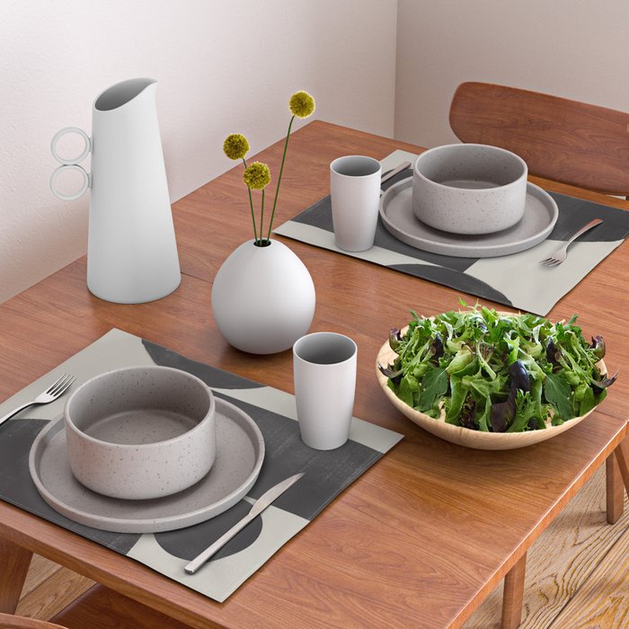 Abstract Black and Beige Geometric No. 1 Placemat Gallery Image 2
