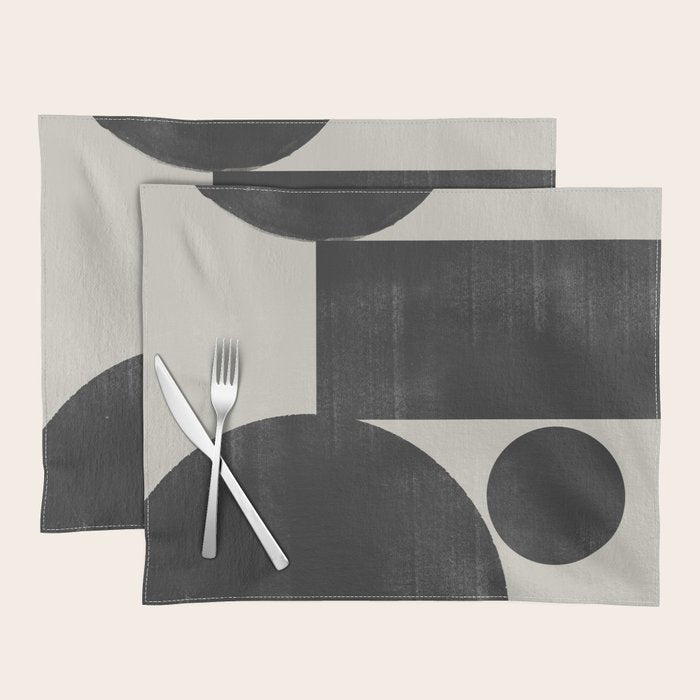 Abstract Black and Beige Geometric No. 1 Placemat