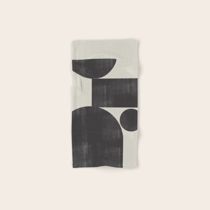 Abstract Black and Beige Geometric No. 1 Bath Towel Gallery Image 1