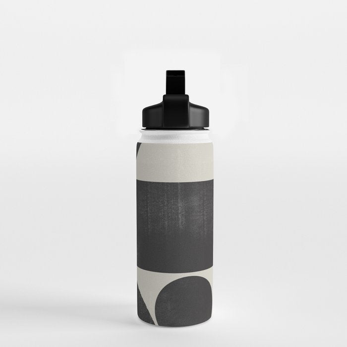 Abstract Black and Beige Geometric No. 1 Water Bottle Gallery Image 2