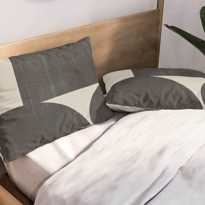 Abstract Black and Beige Geometric No. 1 Pillow Sham Gallery Image 2