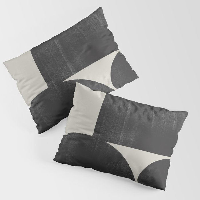 Abstract Black and Beige Geometric No. 1 Pillow Sham Gallery Image 3