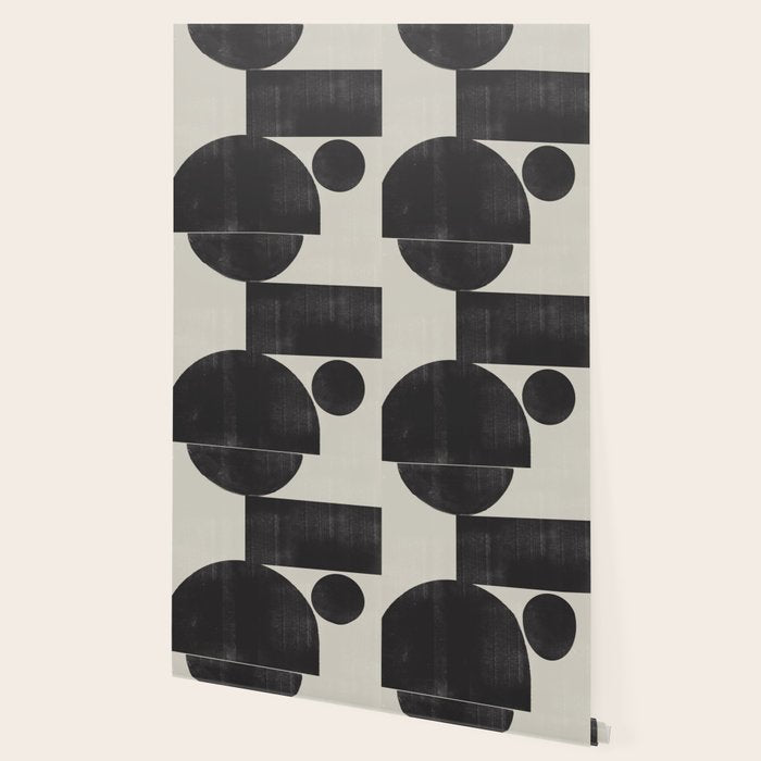 Abstract Black and Beige Geometric No. 1 Wallpaper Gallery Image 2