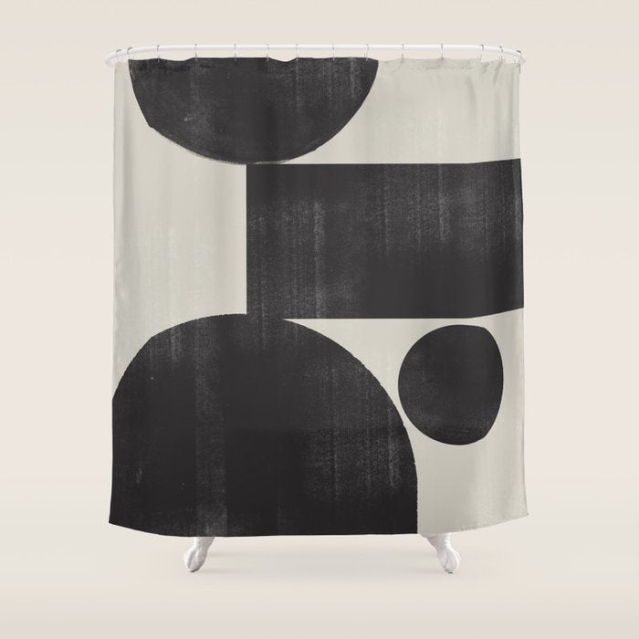 Abstract Black and Beige Geometric No. 1 Shower Curtain Gallery Image 1