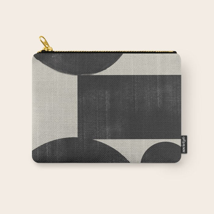 Abstract Black and Beige Geometric No. 1 Carry All Pouch Gallery Image 1
