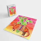 Armadillo and Cactus - Sunset Ombre Background Jigsaw Puzzle Gallery Image 2