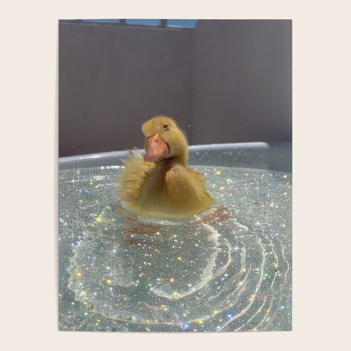LITTLE HAPPINESS | duck | chick | collage | bath | happy | positive | cute | pet | animal | smile  Poster Gallery Image 1