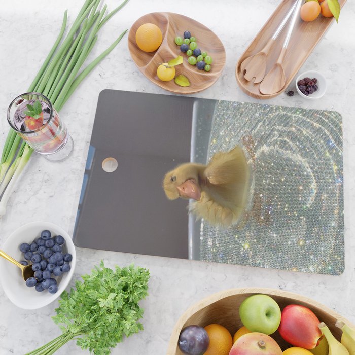 LITTLE HAPPINESS | duck | chick | collage | bath | happy | positive | cute | pet | animal | smile  Cutting Board Gallery Image 2
