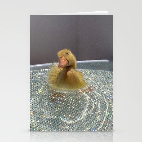 LITTLE HAPPINESS | duck | chick | collage | bath | happy | positive | cute | pet | animal | smile  Stationery Card Gallery Image 2