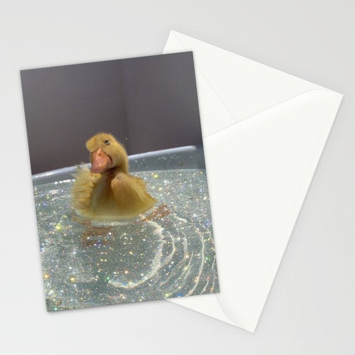 LITTLE HAPPINESS | duck | chick | collage | bath | happy | positive | cute | pet | animal | smile  Stationery Card Gallery Image 2