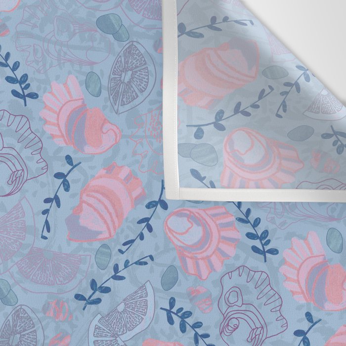 Coastal Oysters on the Beach in Sea Blue & Lavender Wall Tapestry Gallery Image 3