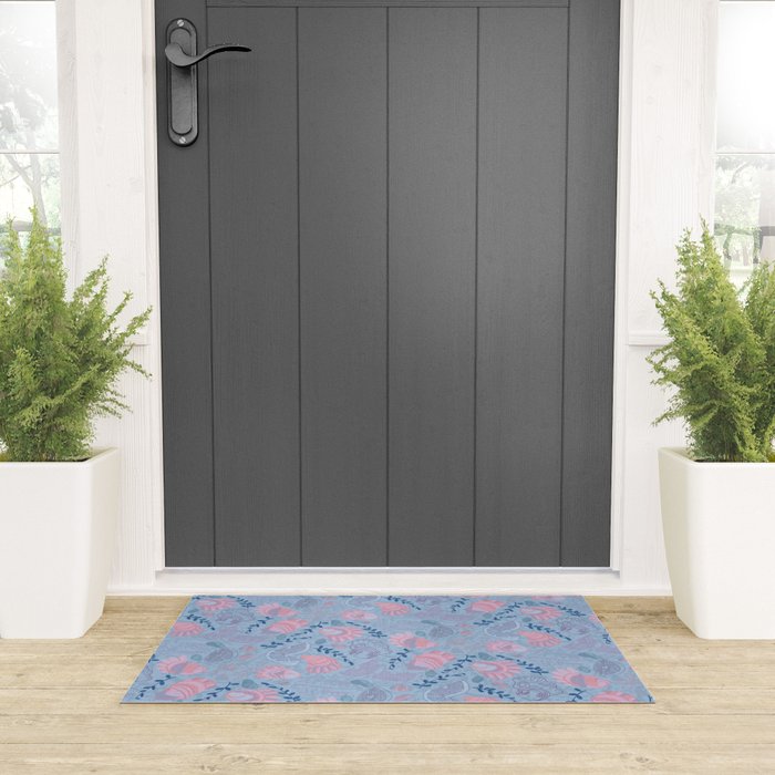 Coastal Oysters on the Beach in Sea Blue & Lavender Welcome Mat Gallery Image 3