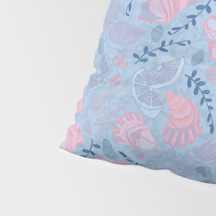 Coastal Oysters on the Beach in Sea Blue & Lavender Pillow Sham Gallery Image 4