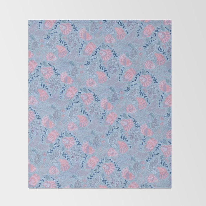 Coastal Oysters on the Beach in Sea Blue & Lavender Throw Blanket Gallery Image 2