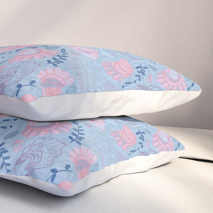 Coastal Oysters on the Beach in Sea Blue & Lavender Pillow Sham Gallery Image 3