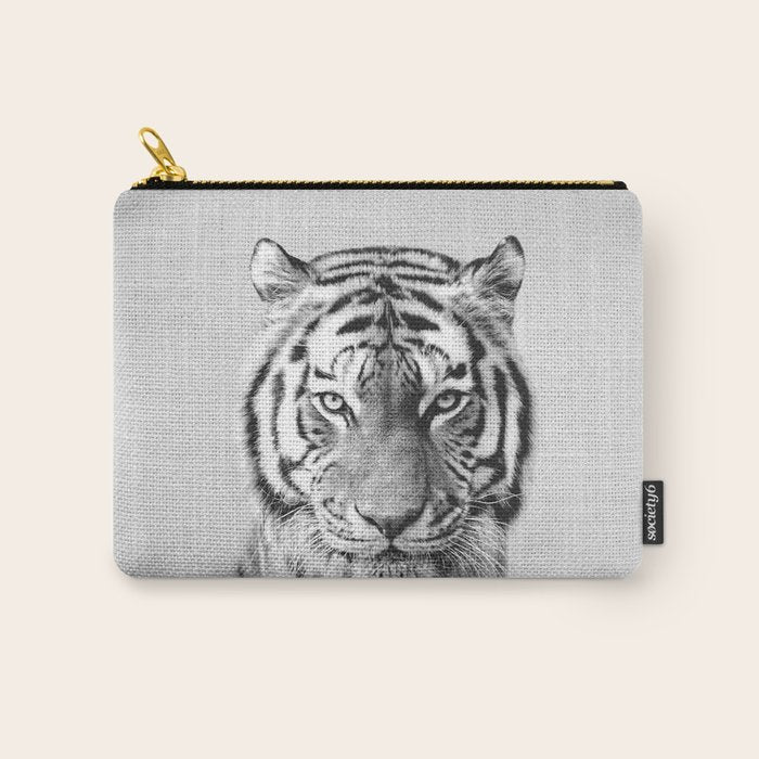 Tiger - Black & White Carry All Pouch Gallery Image 1