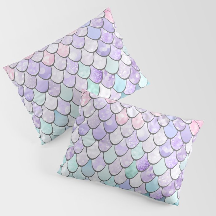 Mermaid Pastel Pink Purple Aqua Teal Pillow Sham Gallery Image 3