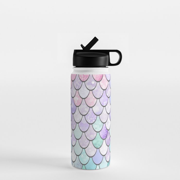 Mermaid Pastel Pink Purple Aqua Teal Water Bottle Gallery Image 1