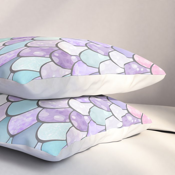 Mermaid Pastel Pink Purple Aqua Teal Pillow Sham Gallery Image 3