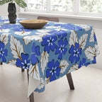 Tossed sakura flowers in blue Tablecloth Gallery Image 3