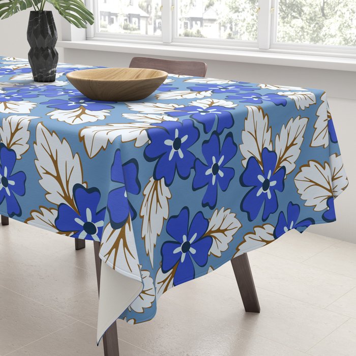 Tossed sakura flowers in blue Tablecloth Gallery Image 3