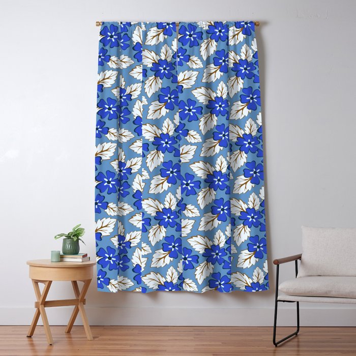 Tossed sakura flowers in blue Window Curtain Gallery Image 5