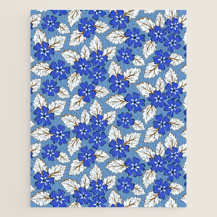 Tossed sakura flowers in blue Jigsaw Puzzle Gallery Image 1