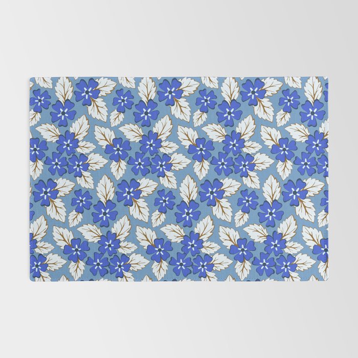 Tossed sakura flowers in blue Rug Gallery Image 2