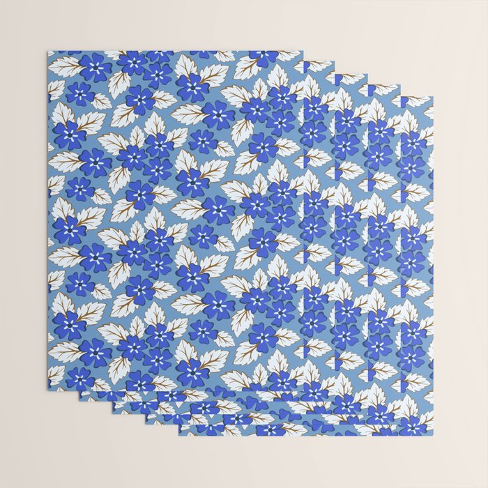 Tossed sakura flowers in blue Wrapping Paper Gallery Image 3