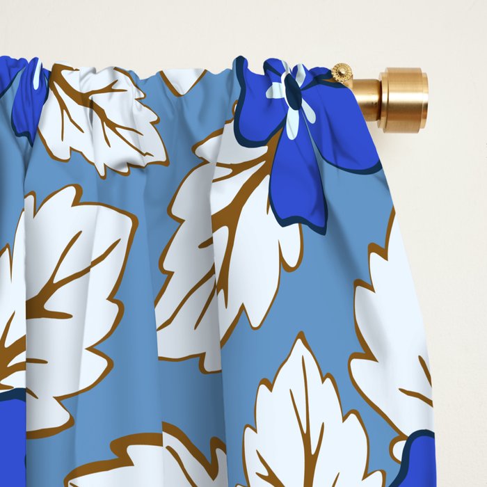 Tossed sakura flowers in blue Window Curtain Gallery Image 2