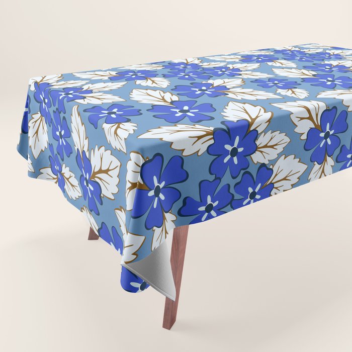 Tossed sakura flowers in blue Tablecloth Gallery Image 1