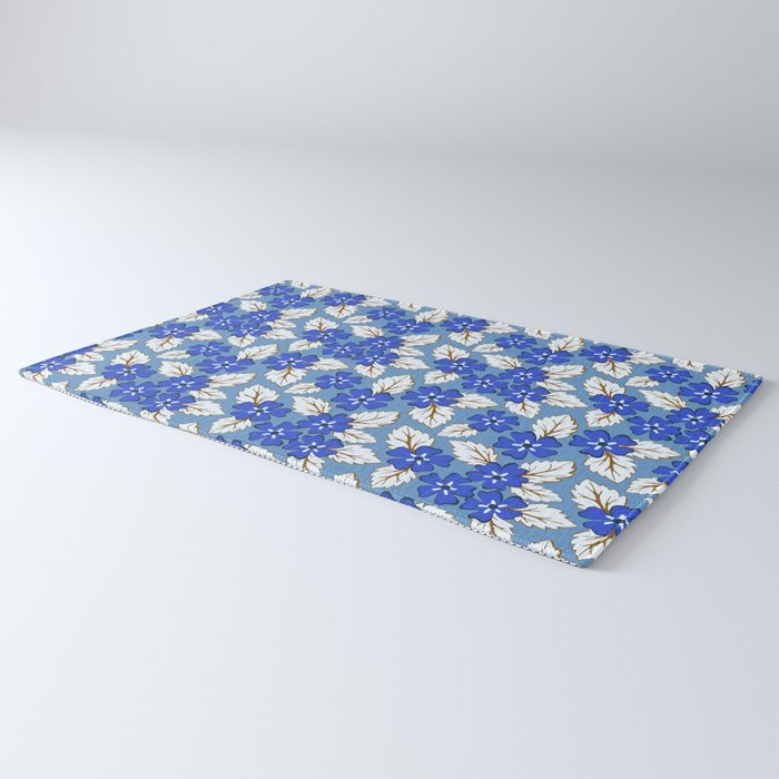 Tossed sakura flowers in blue Rug Gallery Image 3