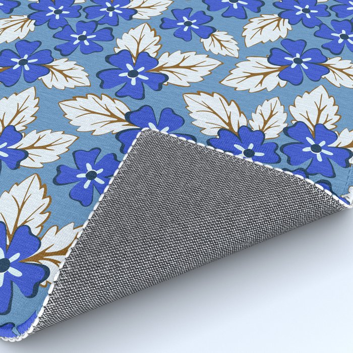 Tossed sakura flowers in blue Rug Gallery Image 4