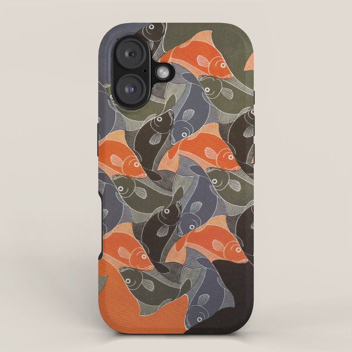 Fish ("Regular Divisions of the Plane Drawing #20") by M.C. Escher iPhone Case Gallery Image 1